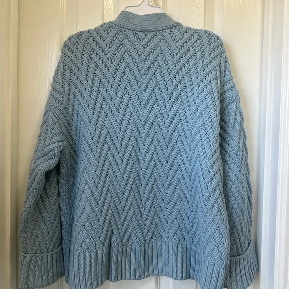 dip Light Blue Chevron Knit Cardigan - Picture 3 of 4
